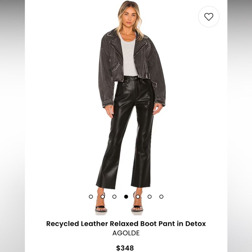 NWT AGOLDE Recycled Leather Mid Rise Relaxed fit Boot Cut Bootcut Pants Trousers - Picture 4 of 16